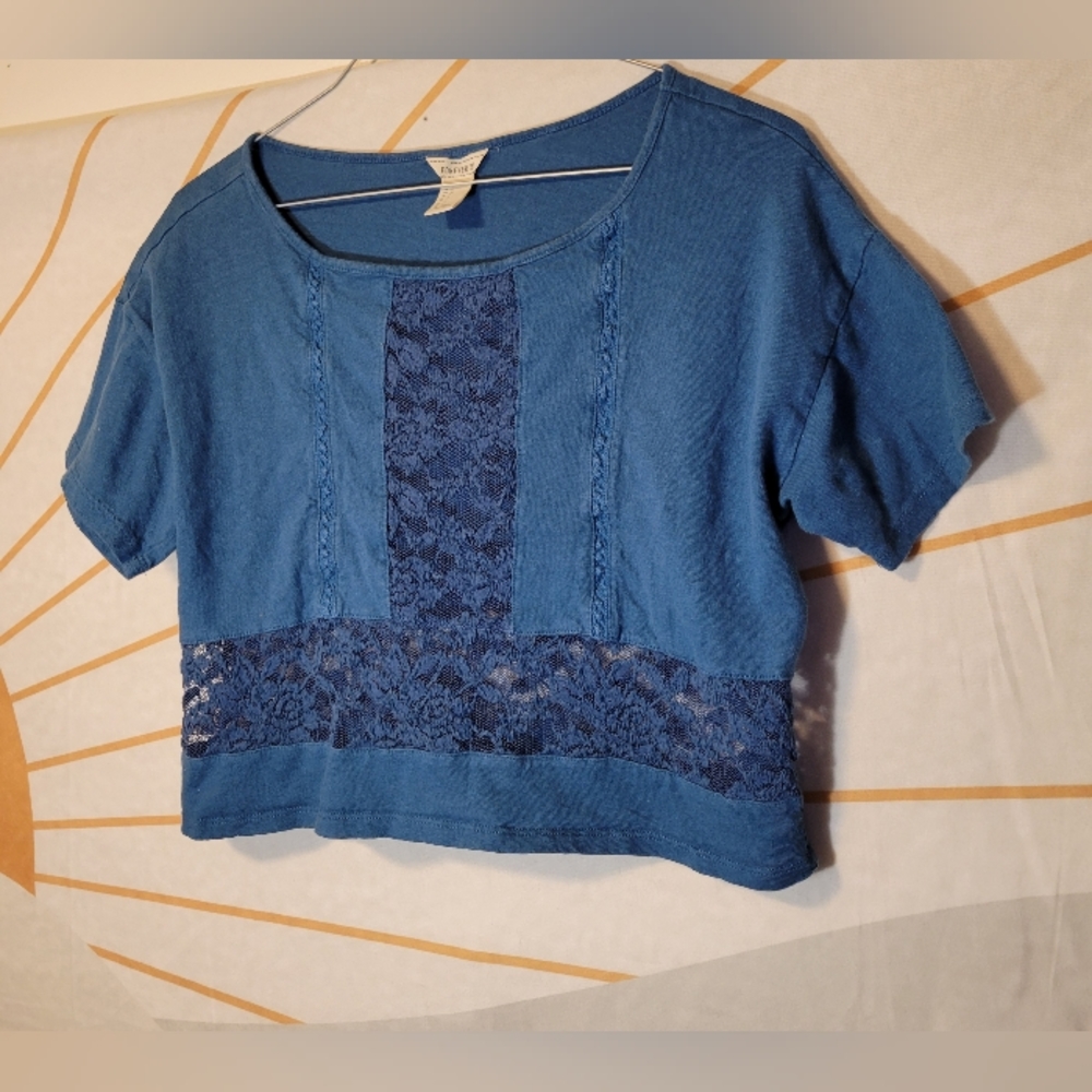 Blue lace crop top